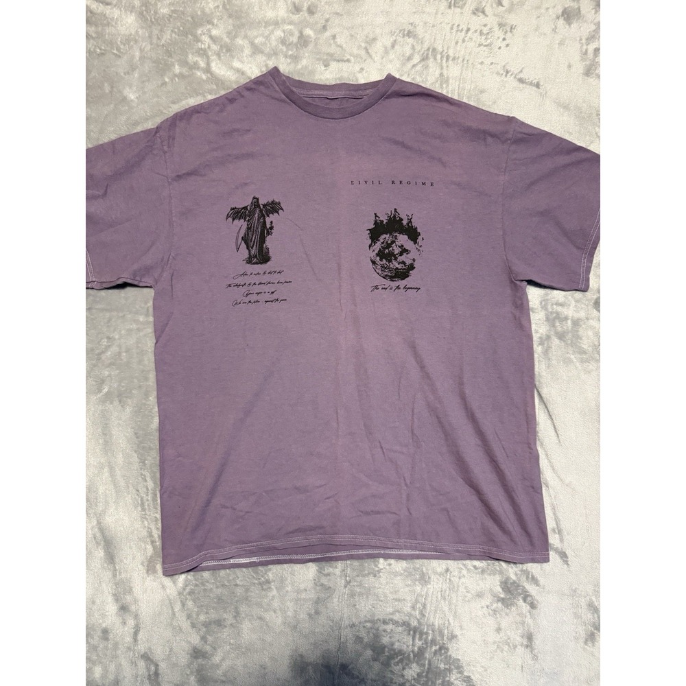 Civil Regime Purple Lavender Graphic Tee Shirt Oversized Size L